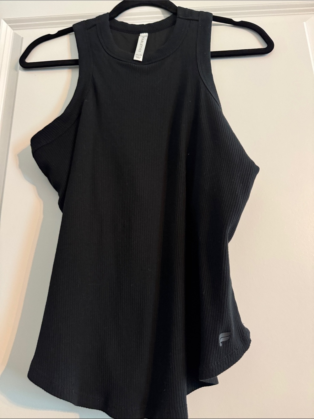 Fabletics Black Ribbed High-Neck Tank